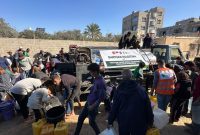 Melalui DD Waspada, Yayasan Fajar Diinul Islam dan Pengajian Humairah Hadirkan Air Bersih untuk Pengungsi di Gaza. Foto: Ist